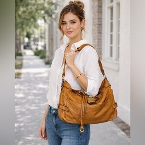 CHLOE PADDINGTON British Tan Leather Hobo Shoulder Bag with Lock & Key